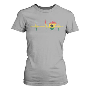 Heart Ghana Flag T Shirt For Women Heartbeat EKG Pulse Proud Ghanaian
