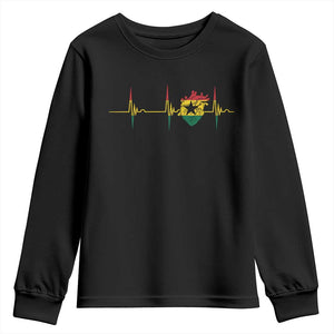 Heart Ghana Flag Youth Sweatshirt Heartbeat EKG Pulse Proud Ghanaian