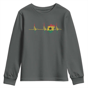 Heart Ghana Flag Youth Sweatshirt Heartbeat EKG Pulse Proud Ghanaian