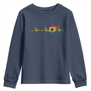 Heart Ghana Flag Youth Sweatshirt Heartbeat EKG Pulse Proud Ghanaian