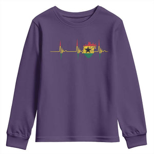 Heart Ghana Flag Youth Sweatshirt Heartbeat EKG Pulse Proud Ghanaian