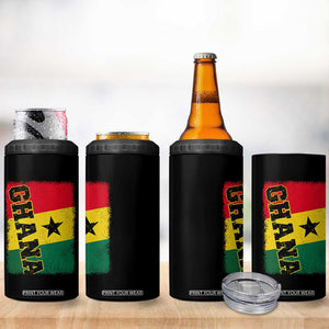 Vintage Distressed Ghana Flag 4 in 1 Can Cooler Tumbler Ghanaian Heritage Africa Ghanese Roots
