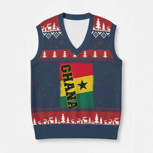 Vintage Distressed Ghana Flag V-Neck Knit Sweater Vest Ghanaian Heritage Africa Ghanese Roots