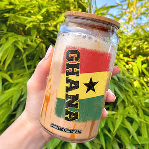 Vintage Distressed Ghana Flag Glass Can Ghanaian Heritage Africa Ghanese Roots