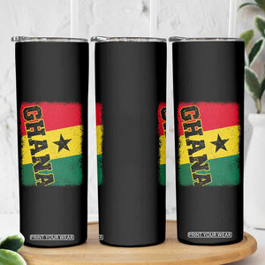 Vintage Distressed Ghana Flag Skinny Tumbler Ghanaian Heritage Africa Ghanese Roots