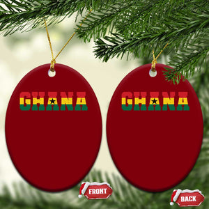 Ghana Flag Ceramic Ornament Varsity Lettering Design Ghanaian Pride Heritage Graphic