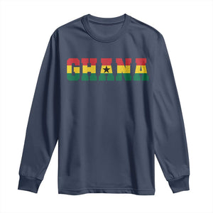 Ghana Flag Long Sleeve Shirt Varsity Lettering Design Ghanaian Pride Heritage Graphic