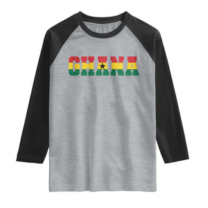 Ghana Flag Raglan Shirt Varsity Lettering Design Ghanaian Pride Heritage Graphic
