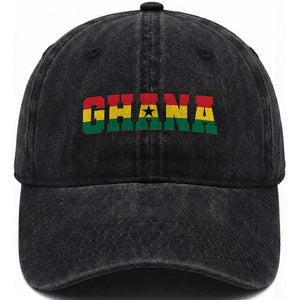 Ghana Flag Washed Cotton Baseball Cap Varsity Lettering Design Ghanaian Pride Heritage Graphic