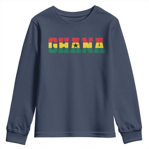 Ghana Flag Youth Sweatshirt Varsity Lettering Design Ghanaian Pride Heritage Graphic