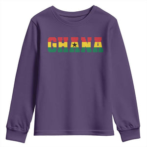 Ghana Flag Youth Sweatshirt Varsity Lettering Design Ghanaian Pride Heritage Graphic