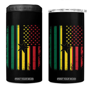 Ghana American Flag 4 in 1 Can Cooler Tumbler Vintage Ghanaian Pride Heritage Graphic for Ghanaian Americans