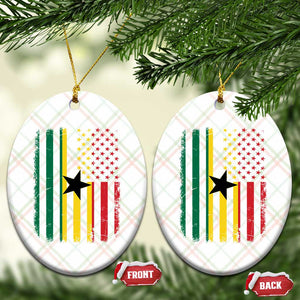 Ghana American Flag Ceramic Ornament Vintage Ghanaian Pride Heritage Graphic for Ghanaian Americans
