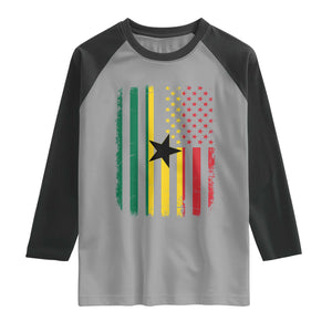 Ghana American Flag Raglan Shirt Vintage Ghanaian Pride Heritage Graphic for Ghanaian Americans