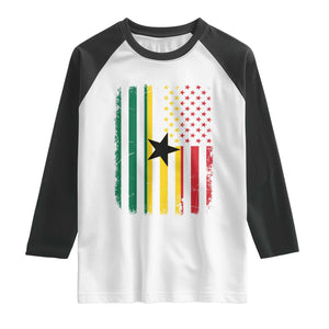 Ghana American Flag Raglan Shirt Vintage Ghanaian Pride Heritage Graphic for Ghanaian Americans