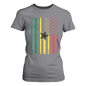 Ghana American Flag T Shirt For Women Vintage Ghanaian Pride Heritage Graphic for Ghanaian Americans