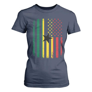 Ghana American Flag T Shirt For Women Vintage Ghanaian Pride Heritage Graphic for Ghanaian Americans