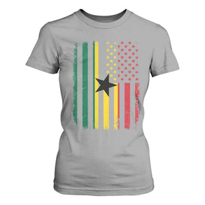 Ghana American Flag T Shirt For Women Vintage Ghanaian Pride Heritage Graphic for Ghanaian Americans