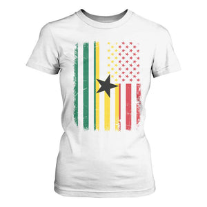 Ghana American Flag T Shirt For Women Vintage Ghanaian Pride Heritage Graphic for Ghanaian Americans