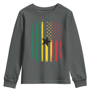 Ghana American Flag Youth Sweatshirt Vintage Ghanaian Pride Heritage Graphic for Ghanaian Americans