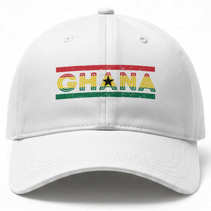 Retro Ghana Flag Baseball Cap Vintage Ghanaian Pride Ghanese Roots Heritage Graphic