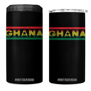 Retro Ghana Flag 4 in 1 Can Cooler Tumbler Vintage Ghanaian Pride Ghanese Roots Heritage Graphic