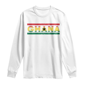 Retro Ghana Flag Long Sleeve Shirt Vintage Ghanaian Pride Ghanese Roots Heritage Graphic