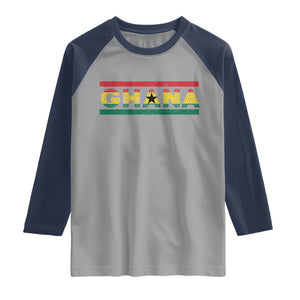 Retro Ghana Flag Raglan Shirt Vintage Ghanaian Pride Ghanese Roots Heritage Graphic