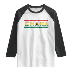 Retro Ghana Flag Raglan Shirt Vintage Ghanaian Pride Ghanese Roots Heritage Graphic