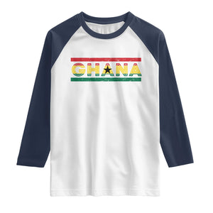 Retro Ghana Flag Raglan Shirt Vintage Ghanaian Pride Ghanese Roots Heritage Graphic