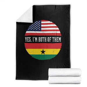 Half American Half Ghanaian Throw Blanket Pride Ghanese Roots USA Flag Ghana Heritage Yes Im Both Of Them