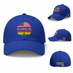 Half American Half Ghanaian Baseball Cap Pride Ghanese Roots USA Flag Ghana Heritage Yes Im Both Of Them