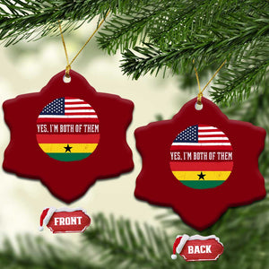 Half American Half Ghanaian Ceramic Ornament Pride Ghanese Roots USA Flag Ghana Heritage Yes Im Both Of Them