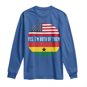 Half American Half Ghanaian Long Sleeve Shirt Pride Ghanese Roots USA Flag Ghana Heritage Yes Im Both Of Them