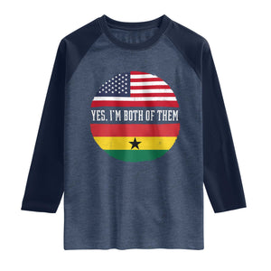 Half American Half Ghanaian Raglan Shirt Pride Ghanese Roots USA Flag Ghana Heritage Yes Im Both Of Them