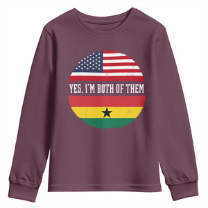 Half American Half Ghanaian Youth Sweatshirt Pride Ghanese Roots USA Flag Ghana Heritage Yes Im Both Of Them