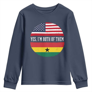 Half American Half Ghanaian Youth Sweatshirt Pride Ghanese Roots USA Flag Ghana Heritage Yes Im Both Of Them