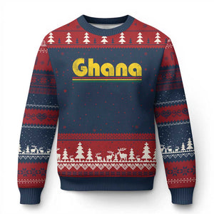 Vintage Ghana Ugly Christmas Sweater Retro Stripe Flag Pride Ghanaian Heritage African Roots