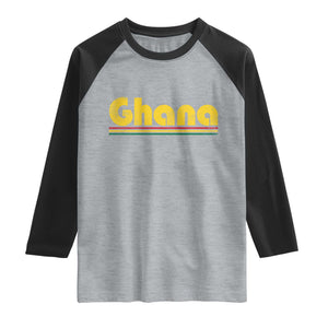 Vintage Ghana Raglan Shirt Retro Stripe Flag Pride Ghanaian Heritage African Roots