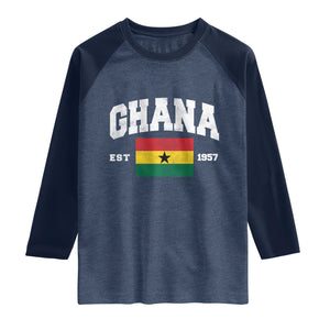 Ghana Est 1957 Ghanaian Flag Independence Day Raglan Shirt Ghanaian Heritage Pride