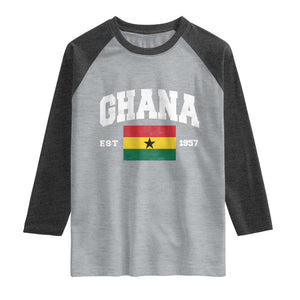 Ghana Est 1957 Ghanaian Flag Independence Day Raglan Shirt Ghanaian Heritage Pride