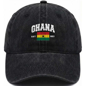 Ghana Est 1957 Ghanaian Flag Independence Day Washed Cotton Baseball Cap Ghanaian Heritage Pride