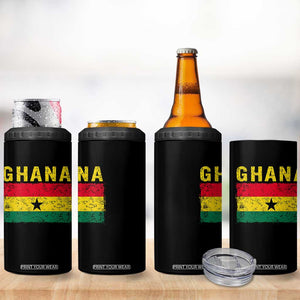 Vintage Ghana Flag Distressed Design 4 in 1 Can Cooler Tumbler Proud Ghanaian Heritage African Pride