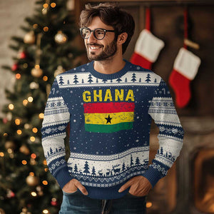 Vintage Ghana Flag Distressed Design Ugly Christmas Sweater Proud Ghanaian Heritage African Pride