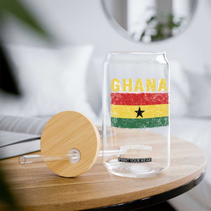 Vintage Ghana Flag Distressed Design Glass Can Proud Ghanaian Heritage African Pride