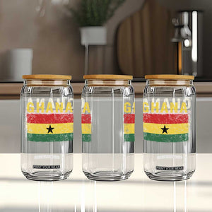 Vintage Ghana Flag Distressed Design Glass Can Proud Ghanaian Heritage African Pride