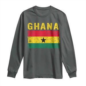 Vintage Ghana Flag Distressed Design Long Sleeve Shirt Proud Ghanaian Heritage African Pride