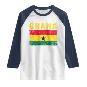 Vintage Ghana Flag Distressed Design Raglan Shirt Proud Ghanaian Heritage African Pride