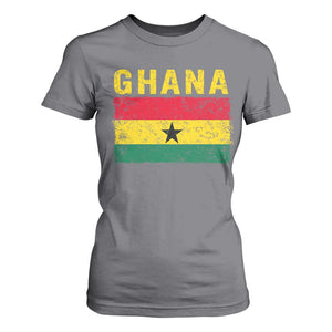 Vintage Ghana Flag Distressed Design T Shirt For Women Proud Ghanaian Heritage African Pride