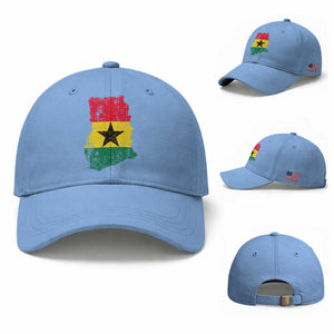Vintage Ghana Map Flag Baseball Cap Distressed Proud Ghanaian Heritage African Pride
